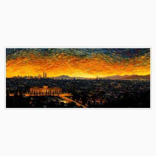 LA Griffith Observatory Skyline Starry Night #2 Window Water Bottle Bumper Sticker Decal 5"