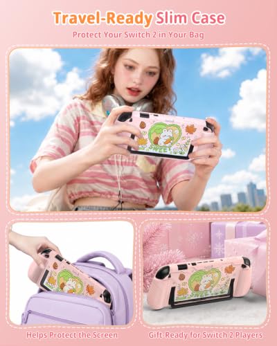 Image of FASTSNAIL Switch 2 Protective Case with Ergonomic Grip for Joycon 2(Pink)