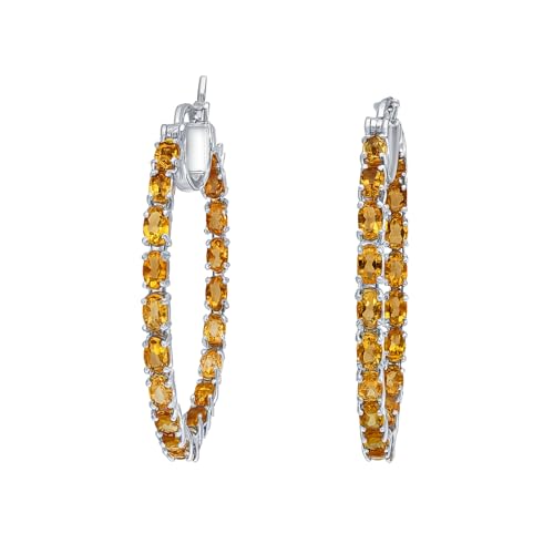 Créoles argent 925 pierres de naissance citrine cadeau femme