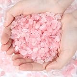 DUQGUHO Rose Quartz Crystals Chip Bulk Natural Healing Crystal Crushed Stones for Succulent Plant Fl