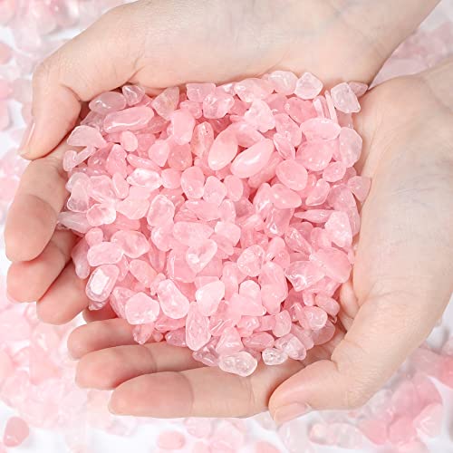 Duqguho Rose Quartz Crystals Chip Bulk Natural Healing Crystal Crushed Stones For Succulent Plant Flowerpot Rocks Vase Filler Terrarium Supplies Pebbles For Planters 0.88 Lbs #TOP9