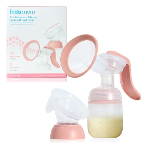 Frida Mom 2-in-1 Manual Breast Pump with Hands-Free Silicone Suction Cup