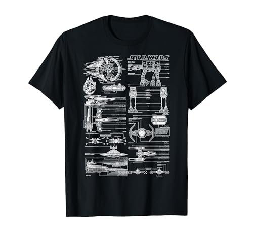 T-shirt Star Wars Master Vehicle Schematics vêtement geek noir