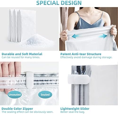 Amazon Brand - Umi Vacuum Storage Bags for Clothes Hanging, 3 Long Pack(105×70×20×20cm) & 3 Middle Pack(135×70×20×20cm) Vacuum Bags for Storage Dresses, Suits or Coats, Space Saver Bags Vacuum