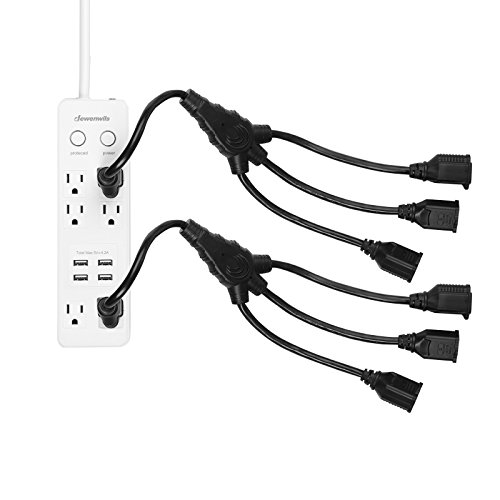 Dewenwils 18 Inch 1 To 3 Light Extension Cord Splitter, 16Awg Heavy Duty Sjtw Wire, 3 Prong Indoor Power Strip, Etl Listed, Black, Pack Of 3 #TOP4