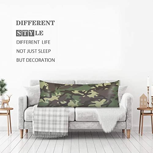 Camouflage Body Pillow Cover Military Army Green Camo Hunting Forest Long Pillow Case Protector With Zipper Decorative Soft Large Pillow Cases Covers Cushion For Bedding,Couch,Sofa,Home Gift 20"X54" #TOP1
