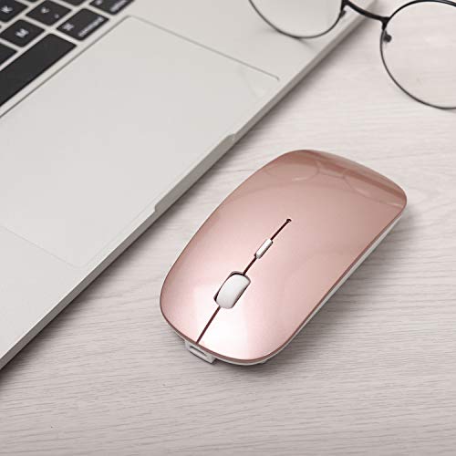 Shuguotu 2.4Ghz Wireless Bluetooth Mouse, Dual Mode Slim Rechargeable Wireless Mouse Silent Usb Mice, 3 Adjustable Dpi,Compatible For Laptop Windows Mac Android Mac Pc Computer (Rose Gold) #TOP7