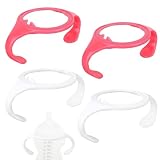 4 Stück Babyflaschen Griff, für Tommee Tippee, Ergonomisch Rutschfester Griff BPA-Frei Flaschengriffe für die Fütterung von Neugeborenen (Rosa, Weiß)