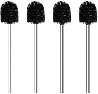 Toilet Brush, 4PCS Toilet Brushes with Stainless Steel Handle, Standing Stainless Steel Toilet Brushes for Bathroom Toilet-Ergonomic, Elegant,Durable (Black)
