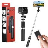 自撮り棒 【2025業界モデル・軽量】iphone アンドロイドカメラ対応 三脚/一脚 gopro デジカメ兼用 無線リモコン付き 撮影録画/生放送/動画鑑賞に最適 (ブラック)