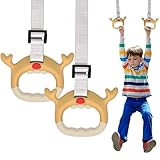 YESIMET Gymnastics Rings, Professional Children Trapeze Bar Pull Up Rings, Kids Playground Home Exercise Gym Equipment, Children's Adjustable Strap Strength Training Rings(Brown)