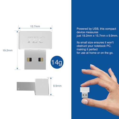 TEC SecureTouch TE-FPA4-MC USB Fingerprint Reader with ESS Enhanced Sign-in Security – Match-On-Chip Encryption, 360° Biometric Sensor, 0.23s Fast Login, Password-Free Windows Hello PC Sign-in
