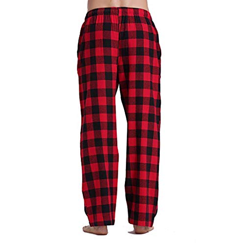 Pajama Pants Men Flannel Plaid Pj Pants Drawstring Lounge Bottom Sleep Pants with Pockets3