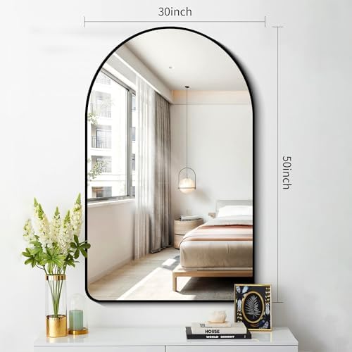 FORBATH-Black Arched Wall Mirror 30x50 Inch