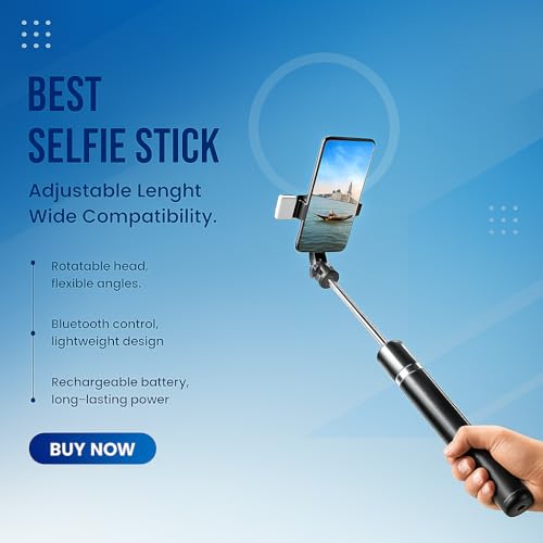 Image of 6FT Selfie Stick Tripod Stand with LED Light - 3-in-1 Phone Stand with Bluetooth Remote & Rechargeable Ring Light for Photos, Makeup, Vlogging, and Video Calls (6FT Stick with Light)