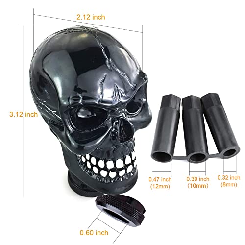 Arenbel Skull Head Shifter Lever Knob Racing Gear Shift Stick Car Shifting Grip Handle Fit Regular Auto Manual Transmissions, Black #TOP2