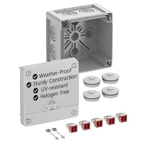 Spelsberg Abox Pro 040-4² - IP66/IP67/IP69 Junction Box with Cable Connectors Accessories - Electrical Enclosure with Screwless Terminals - Rated 450V for Industrial & Outdoor (Grey)