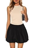 Picture of KIRUNDO Summer Bubble Dress for Women 2026 Casual Mini Spring Bodycon Cocktail Dresses Sleeveless Drop Waist Sundress Beach(Beige Black, Small)