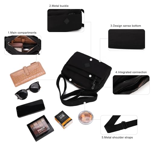 Gladdon Small Crossbody Bags for Women Shoulder Purses Nylon Cross Body Bag4