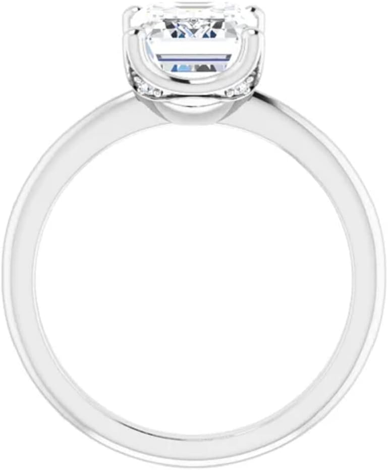 10K Solid White Gold Handmade Engagement Ring 2.0 CT Emerald Cut Moissanite Diamond Solitaire Wedding/Bridal Rings Set for Women/Her Propose Gift