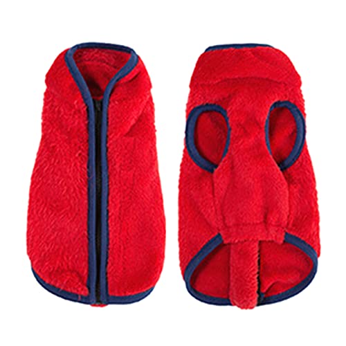 Uikceten Dog Cold Weather Coats Pet Autumn/Winter Clothing Warm Velvet Soft High Collar Zipper Vest Large Small Lightweight (Red,Small) #TOP1