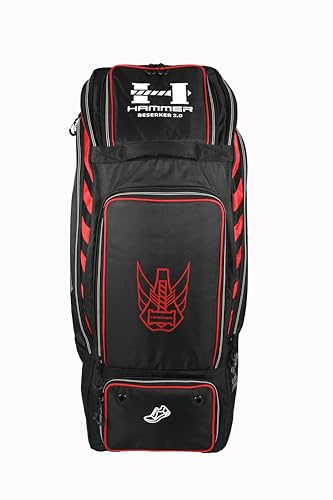 Hammer Berserker 2.0 Duffle Wheelie Cricket Kit Bag | 206L Capacity | Dual Bat Pockets | Shoe & Helmet Compartment | Heavy-Duty 2100D Polyester