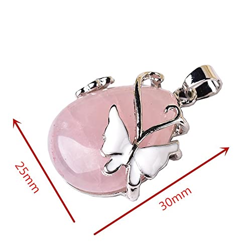 ZTBH Joia de borboleta de cristal natural de meditação natural, cristal com pingente de gota de água