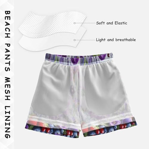 Purple Flowers Berries Boys Swim Trunks Quick Dry Toddler Swimsuit Boy Board Shorts Bathing Suits Swimwear S4