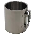 Fox Outdoor Mug Stainless Steel Carabiner Double Walled 300ml Handle Foldable - Image 3