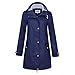 Produktbild S.IKRR Damen Regenjacke Regenmantel Softshelljacke Friesennerz Parka PU Windbreaker Mit Kapuze Wasserdicht, Navy 2, XL