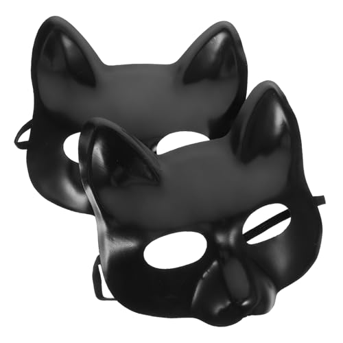 Masques de chat vierges RLKHXBS en pâte de papier à peindre pour Halloween x2