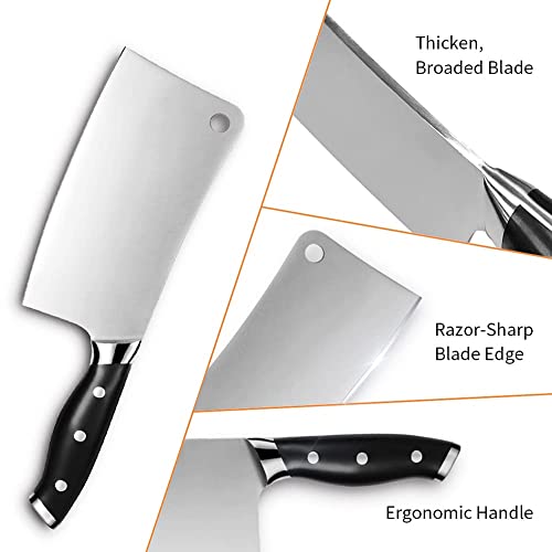 Foto von Ausbeinmesser 18 cm aus deutschem Edelstahl, Chinesisches Messer Hackmesser mit Scharfer Klinge, Fleischerbeil Knochenhackmesser für Küchen