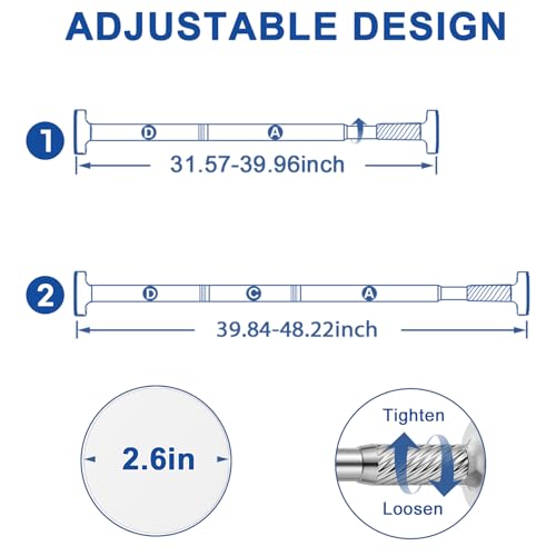 Image of Shower Curtain Rod 32-48Inch Silver Shower Rod Tension Rod Adjustable