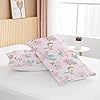 BEDMUST Unicorn Twin Size Comforter Set for Girls - Soft Cute Pink Unicorn Bedding Sets with Flowers Leaves and Blue Birds Print Pattern 3 Piece Kawaii Bed Set for Kids Teens All Season (Gold Moon) #4