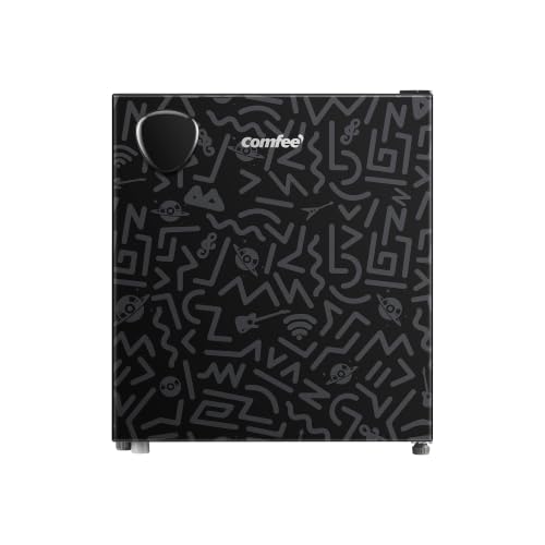 COMFEE' RCD48BF2EUY(E) Refrigerador Mini 43L Compact, Una Puerta, Diseño Retro, Compartimiento Enfriador, Termostato Ajustable, Bajo Ruido, Ideal para Casa y Oficina, Negro