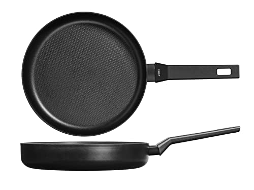 H&H All Blacks Bratpfanne aus Aluminium mit Antihaftbeschichtung, Pfluon, 28 cm, Wabenbeschichtung, Induktion