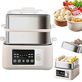 Cuiseur vapeur électrique 1350 W avec écran tactile, minuterie 24h, 8 fonctions de menu, appareil de cuisine multifonction en acier inoxydable