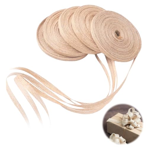 Lot de 5 Naturel Ruban de Jute Ruban, 0.6cm Ficelle Jute, Rubana Jutes Rouleau Toile de Jutes, Toile de Jutes Vintage pour Emballages Cadeaux, Noël...