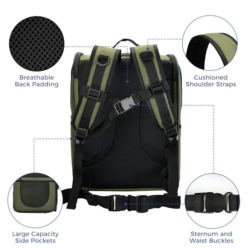 Image of Apollo Walker Dog & Cat Carrier Backpack for 4-18lb Pets - Ventilated Safe Design with Padded Back Support, Breathable Mesh Pet Backpack for Hiking, Travel, Outdoor (Green)
