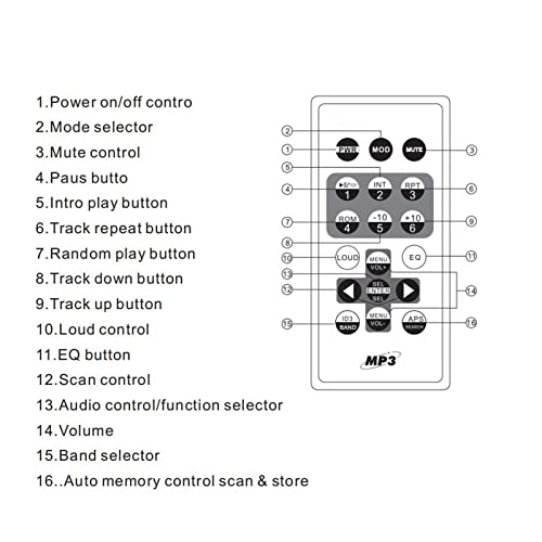 Marine Bluetooth Stereo Radio, Waterproof Boat Audio Receiver, Digital Marine Grade Player with FM/AM Radio, MP3/USB/AUX/RCA, Remote Control, Lossless Music - Image 3
