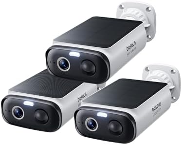 Baseus Security S1 Lite Solocam Überwachungskamera Aussen Solar 3 Pack | Kamera Überwachung Kabellos Außen IP67 Wetterfest, 2K 135°, Farbnachtvision, Keine Gebühren, Kompatibel mit