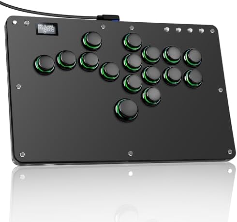 Haute42 Leverless Arcade Stick, Hot-Swap 16-Key Fighting Controller (Black)