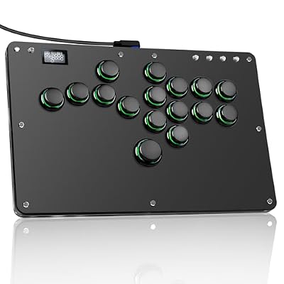 Haute42 Leverless Arcade Stick, Hot-Swap 16-Key Fighting Controller (Black)