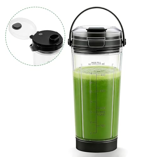 Blending Cup with Sip Lid Replacement Compatible with Ninja Blast Portable Blender BC151UKBK BC151UKNV BC151UKEM BC151UKPR BC151UKEUGV BC151PK, for Ninja Blast Portable Blender Extra Spare Cup, Black