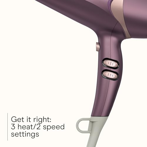Image of Infiniti PRO CONAIR Style & Shine Hair Dryer with Diffuser and Concentrator, 1875W Style & Shine Blow Dryer with Tourmaline and Ionic Conditioning to Fight Frizz, 3 Heat & 2 Speed Settings, Purple