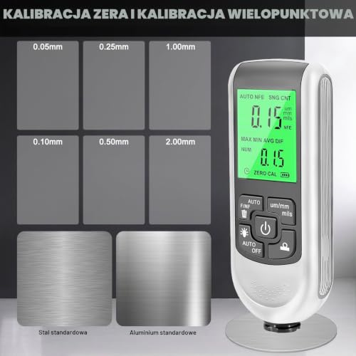 Miernik lakieru samochodowego, miernik grubości lakieru do samochodu, cyfrowy miernik grubości warstwy z podświetleniem tła wyświetlacza LCD, grubościomierz do pomiaru grubości lakieru w przemyśle