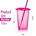 Nuanchu Plastic Cups with lids and Straws Reusable 14oz Tumbler with Sheets Letter Stickers for adult Iced Coffee Cup Travel Mug for Party Favors Beach Juices(Hot Pink,12 Pcs)