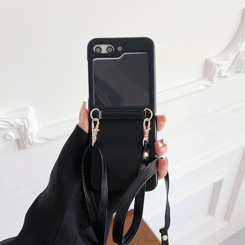 Étui lanière pour Samsung Galaxy Z Flip 5 : la housse antichoc en cuir souple chic