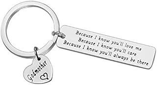 Christmas Keyring Godmother Gift Keyring Keychain First Communion Gift Thank You Gift for Godmother Baptism Gift Christen Gift Mother's Day Birthday Gift for Godmother from Godchild Appreciation Gift