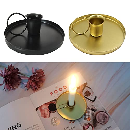 2Pcs Iron Candlestick Holder Metal Taper Candle Holders Single Head Candlestick Holder Stand Retro Chamberstick Holders Christmas Candle Stick Simple Table Decoration for Wedding Dinning Bar (Black) - Image 6